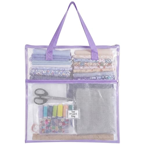 Cosblank 16x16inch Sew Project Bag Jumbo Needlepoint Project Bag, Purple - color: Purple