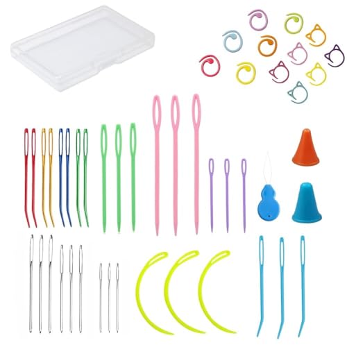 48 Pcs Yarn Needles Set,Curved Darning Needles for Yarn,Plastic Needles for Yarn,Tapestry Needle Weaving Knitting Sewing Needle