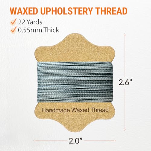 VONEEDL Upholstery Repair Kit: Waxed Sewing Thread (Gray Color) & Heavy Duty Needles (11 PCS) for Leather, Canvas & Quilting Thread - color: Gray