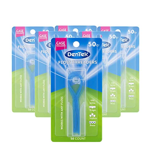 DenTek Floss Threaders for Braces, Bridges & Dental Implants, 50 Ct, 6 Pack - size: 5 Count (Pack of 60)