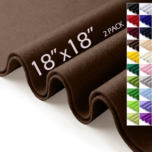Brown Felt Fabric Sheets 18" x 18" (2 Pack) 1.6mm Soft Felt, Dark Brown - color: Dark Brown
