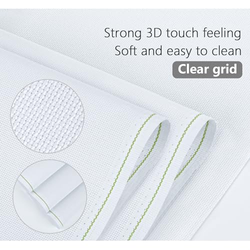 MYFAMIREA Cross Stitch Aida Fabric 11 Count, 59 by 39 Inch Large Size, Classic Reserve Cross Stitch Aida Cloth for Home DIY Embroidery Decoration - color: White, size: 11 CT 59 x 39In