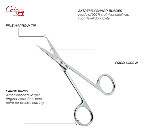 Cutex 4-1/2" Fine Narrow Tip Embroidery Scissors/Thread Trimmers - color: Fine Narrow Tip