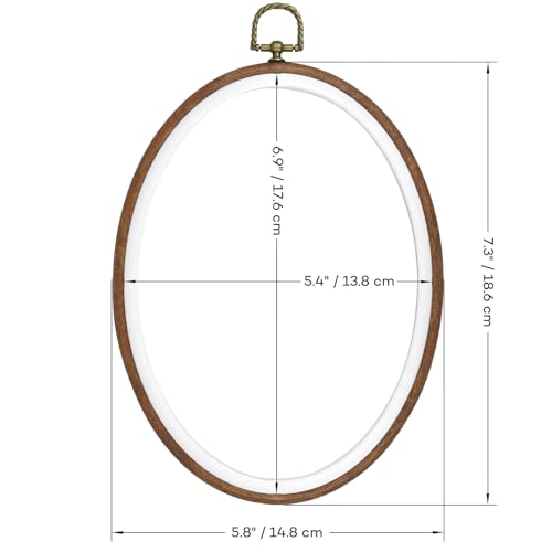 Celley Embroidery Hoops, Oval Wood-Look, 3 Pcs (Wood-Look, 7.3 X 5.8 Inches) - size: 7.3 X 5.8 Inches