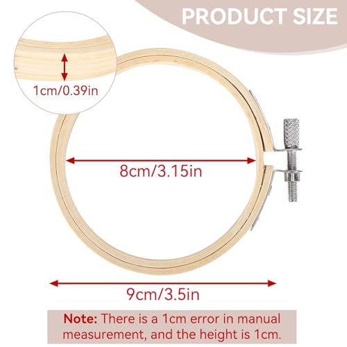 Small Embroidery Hoop, 12PCS 3.5in Wooden Embroidery Hoops Circle Cross Stitch Hoop Ring Small Round Embroidery Frames for Display, Art Craft Sewing, Home Ornaments