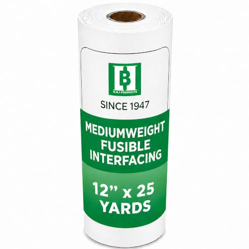 HBI Medium Weight Fusible Interfacing, Non Woven Iron-On, 12 in x 25 yd - size: 12” x 25 yd Medium Weight