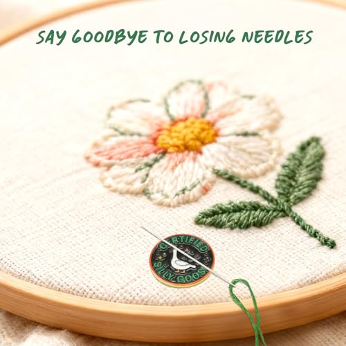 WUSUTE Funny Needle Minder for Cross Stitch, Black Certified Silly Goose Needle Minder Magnet for Organizing, Embroidery Sewing Needle Holder Needlework Accessories - color: Black Certified Silly Goose