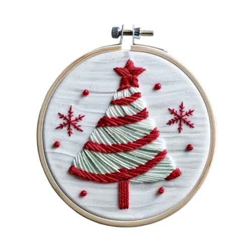 Christmas Embroidery Kit DIY Hand Embroidery Starter Cross Stitch Kits, Christmas Ornaments Embroidery with Stamped Pattern,Cotton,Threads,Needles,Instructions for Adults Beginners (Christmas Tree) - color: Christmas Tree