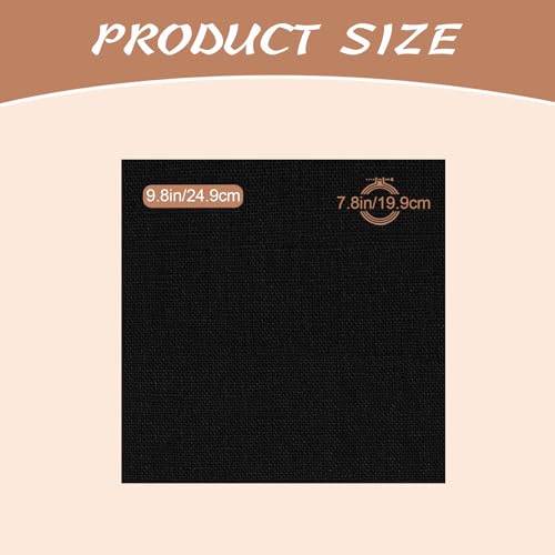20 PCS Linen Embroidery Fabric, Pre-Cut 9.9 × 9.8 Inch Black Fabric - color: Black, size: 9.8×9.8 Inch