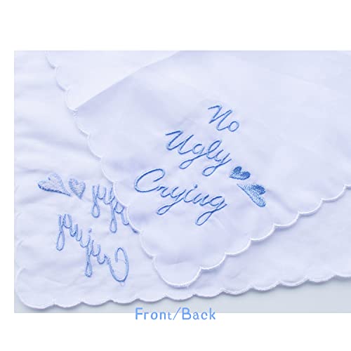 MileyMarla Ladies Embroidery Cotton White Handkerchiefs Lace Wedding Hankies - color: J01-no Ugly Crying 3pcs