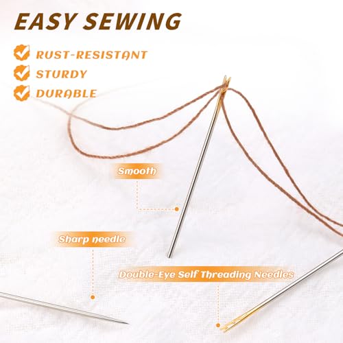 GarfxG Self Threading Needles 15pcs Easy Threading Steel Hand Sewing Needle - style: 15pcs-Gold Tail