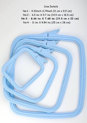 Nurge Square Embroidery Hoop - Plastic Cross Stitch Frame for Needlepoint & Embroidery - Adjustable Craft Hoop - Blue - No:3 (Medium) - color: Blue, size: No:3 (Medium)