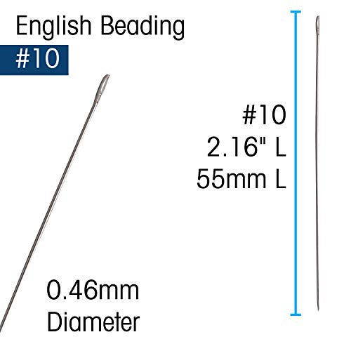 John James English Beading Needles, Size 10, Pack of 25 - size: #10 - 25 Needles