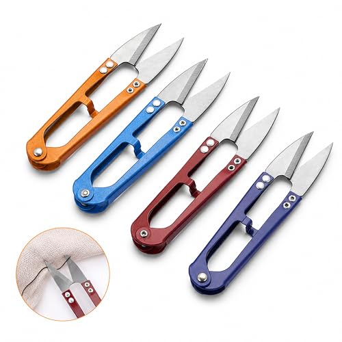 Thread Snips 4 Pack, High-Carbon Steel Sewing and Craft Scissors for Quilting, Knitting, DIY, Jewelry Making, Bonsai Pruning