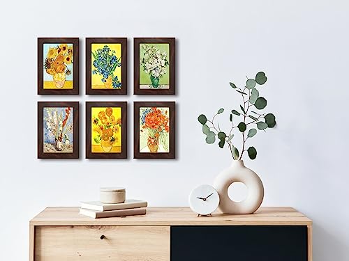 4x6 Picture Frame Set of 6 with Real Glass for Pictures 4x6 Without Mat,Wall or Tabletop Gallery Photo Frames Walnut - color: Walnut, size: 4x6(set of 6)