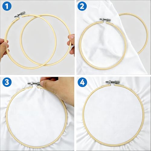 Yorwex 12 Pieces 8 Inch Embroidery Hoops Adjustable Wooden Circle Cross Stitch Hoop Ring for Art Craft Handy Sewing and Christmas Ornaments - style: 8 inch