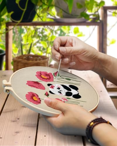 TINDTOP Embroidery Kit for Adult, Panda Embroidery Practice Kits - color: Panda 4 Sets