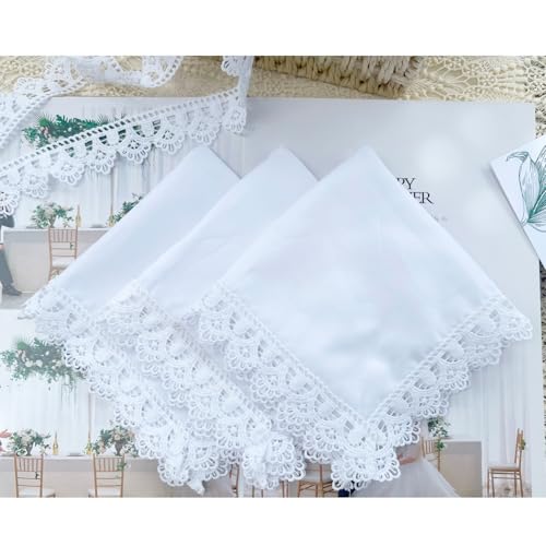 6 Pack of Ladies Embroidery Cotton Handkerchiefs Lace Wedding Hankies - color: B02-8864