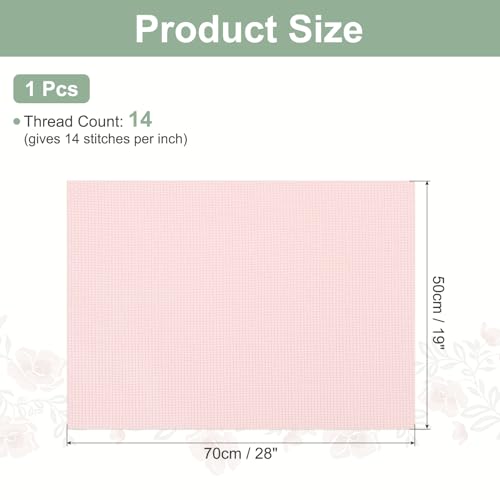 PATIKIL 14 Count Cross Stitch Cloth 19"x28", Embroidery Cotton Fabric DIY Cross Stitch for Handmade Needlework Art Crafts Machine Embroidery, Pink - color: Pink, size: 19"x28"
