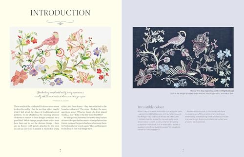 Contrast in Crewel Embroidery: Modern designs stitched on light and dark