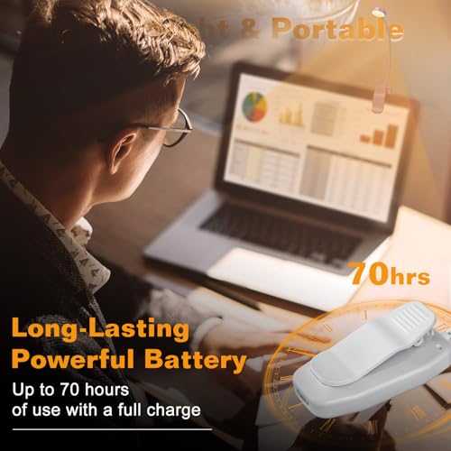KTEBO 2 Pack Rechargeable Book Light Clip-On Reading Light for Books in Bed - color: Black & White