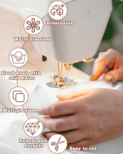 FIVEIZERO 100% Cotton Muslin Fabric by The Yard,59in x 1yd White Bleached Cotton Muslin Cloths–Medium Weight Beige Calico Fabric for Sewing,Quilting,Embroidery,Crafts & Apparel Projects - color: White, size: 1 yard pre cut