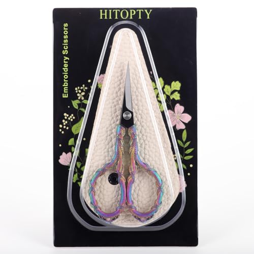 Small Sewing Scissors, Sharp Tip Precision Shears with Cover - color: Rainbow