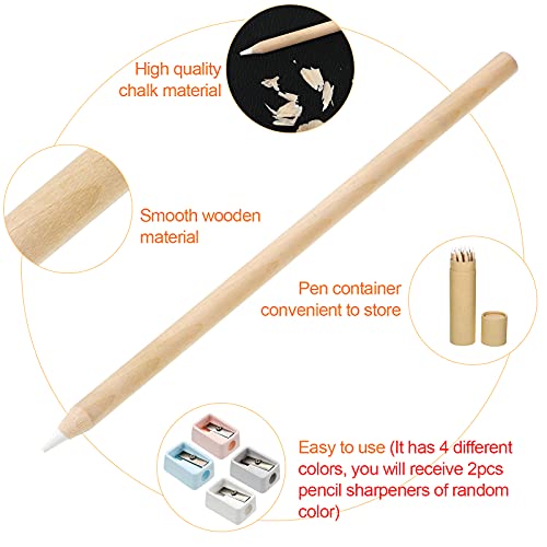Tenare 20 Pieces White Chalk Pencils with Sharpener and Storage Tube