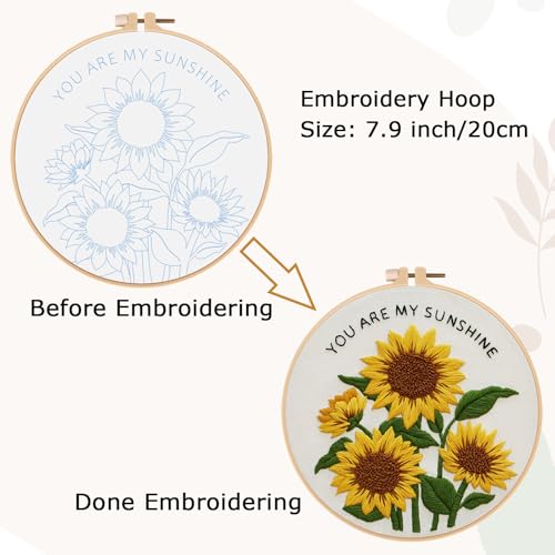 Nuberlic Sunflower Embroidery Kit for Beginners - color: Sunflower
