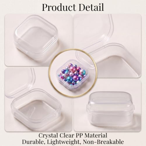 Jetec 6 Pieces Small Clear Plastic Storage Box, 1.4 x 1.4 x 0.7 Inch - size: 1.4 x 1.4 x 0.7 Inch
