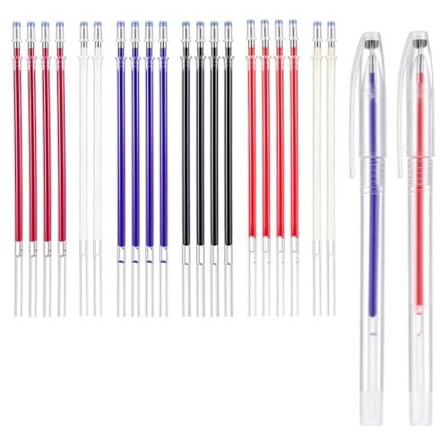 Heat Erasable Pens for Fabrics with 20 Refills, Fabric Marking Pens for Sewing, Quilting, Embroidery, Dressmaking and DIY Dressmaking, Heat Pen for Fabric, 6 Colors