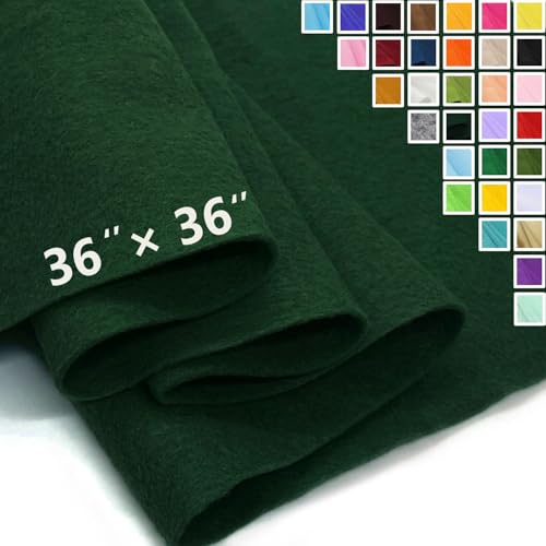 Hunter Green Felt Fabric 36" X 36" 1.6mm Thick Soft Square Felt Sheet - color: Hunter Green