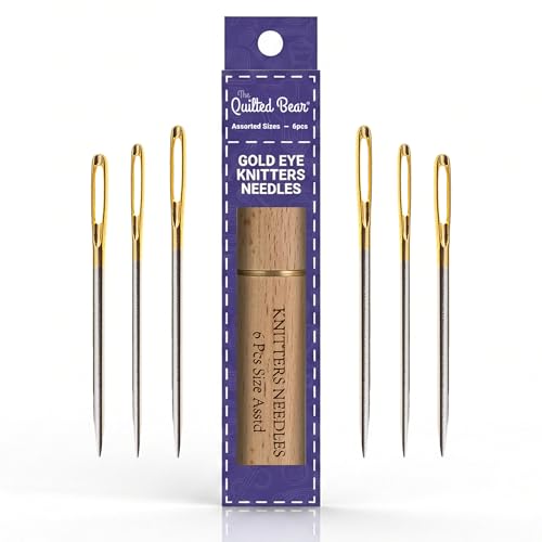 The Quilted Bear Gold Eye Knitters Sewing Needles, Assorted Sizes - size: Knitters Needles Assorted