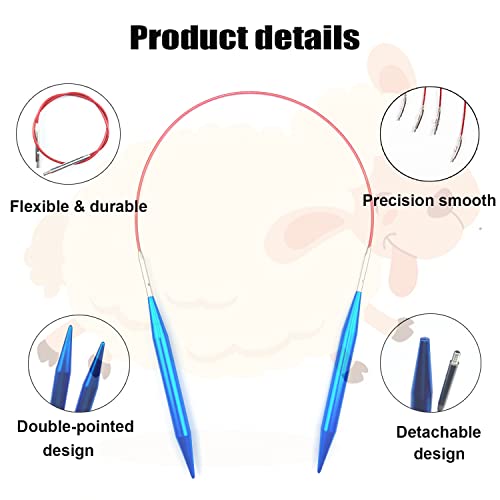 Weabetfu 60pcs Interchangeable Circular Knitting Needles Set,2.75mm-10mm