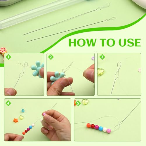 UOOU 32 Pcs Beading Needles Set, 8 Sizes Big Eye Bead Needles - color: Silver-32 Pcs