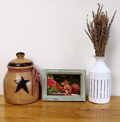 CVHOMEDECO. 6x4 Picture Frame Made of Solid Wood High Definition Glass Rustic Vintage Designs Small Photo Frame for Tabletop Display and Wall Mounting, Distress Teal - color: Distress Teal A, size: 4" X 6"