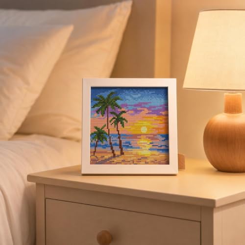 WUSARPLY Sunset Landscape Stamped Cross Stitch Kits for Adults with Framed - color: DKJ034