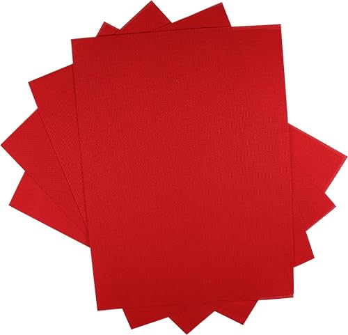 KCS 4/6 pc of 12" x 18" 30cmx45cm 16CT Counted Cotton Aida Cloth Cross Stitch Fabric (Red, 4 pc) - color: Red, size: 4 pc