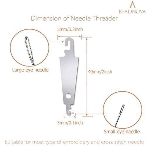 BEADNOVA Needle Threaders 20pcs Stainless Steel Sewing Needle Threader for Hand Sewing Large Eye Cross Stitch Embroidery Craft Knitting Quilting