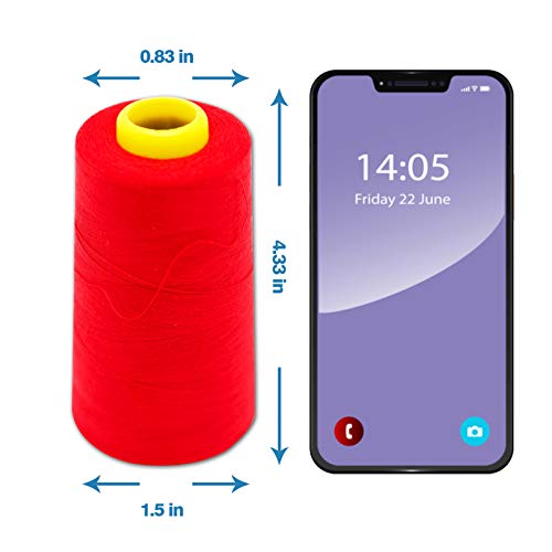 Red Serger Thread, All-Purpose Thread for Sewing, Polyester, 4 Cones of 3000 Yards Each Spool for Sewing Machine - color: 4 red