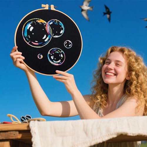 Crafmanoe Embroidery Kits for Beginners Adults, Cute Embroidery Starter Kits Funny Counted Cross Stitch Kits for Beginners Adult, Craft Hobbies Set for Women, Embroidery Fabric, Hoops & Video Tutorial - color: H2011