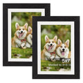 TOFOREVO 5x7 Picture Frames with 4x6 Mat Set of 2, Black - color: Black Wood Grain, size: 5x7