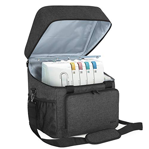 LUXJA Serger Machine Carrying Case with Bottom Wooden Board, Black - color: Black