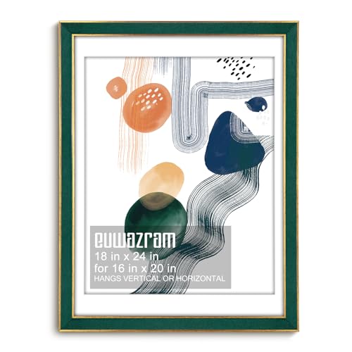 Suede 18x24 Frame - Single Frame, Christmas Elegant Green 18 x 24 Poster Frame with Mat for 16x20, 18x24 Picture Frames for Artwork, Puzzles, Photos and Movie Posters - color: Green, size: 18" x 24" / 16" x 20" mat