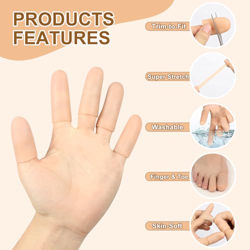 20 Pcs Gel Finger Cots, Reusable Silicone Thumb & Finger Protectors