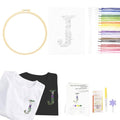 Topapfo Alphabet Letter J Stick and Stitch Embroidery Stabilizers for Clothes, Beginners Embroidery Pattern for Clothing Jeans T-Shirts Crafts - color: J