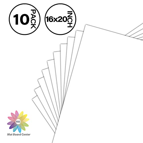 Mat Board Center 16x20 Backing Boards, 10 Pack White Backboards for Frames - size: 16x20