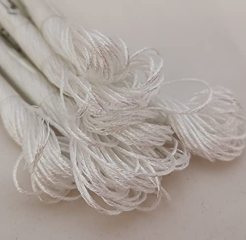 KCS 6-Strand Cross Stitch Metallic Variegated Pearl Shiny Embroidery Floss (6 skeins, P5200 White) - color: P5200 White