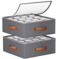 Foyego Cup and Mug Storage Box, Grey, 2 Pack - color: Gray, size: 15.7"L x 15.7"W x 6"H-2 Pack