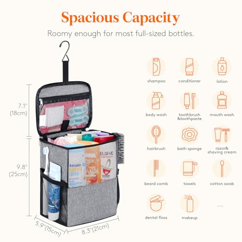 Lifewit Mesh Shower Caddy Bag, Hanging Shower Organizer, Medium, Grey - color: Grey, size: M(8.3"L x 5.9"W x 9.8"H)